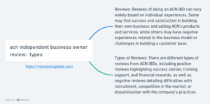 acn independent business owner review types